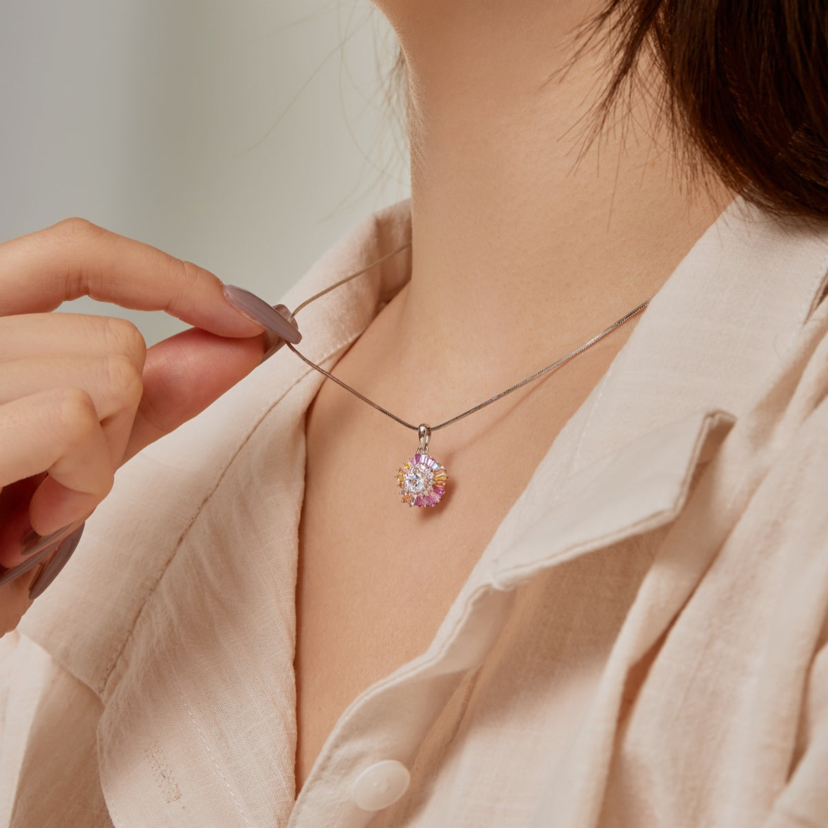 [Am jewelry]Charming Flower Colorful Necklace