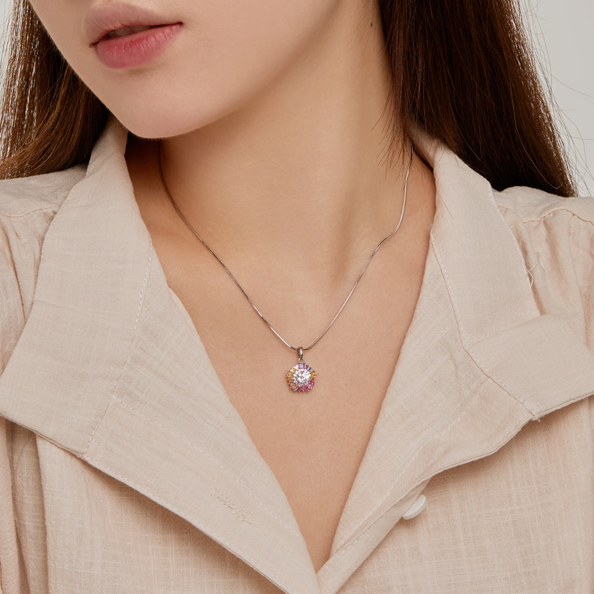 [Am jewelry]Charming Flower Colorful Necklace