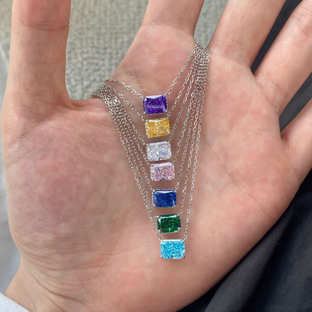 [Am jewelry]Luxurious Square Shape Colorful Necalack