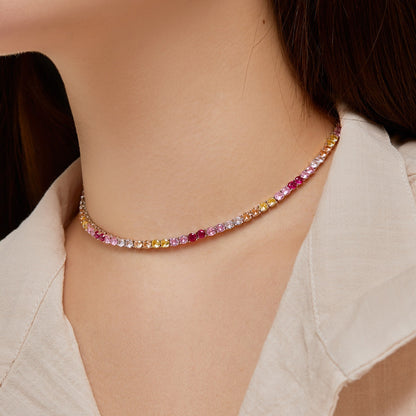 [Am jewelry]Delicate Colorful Tennis Necklace