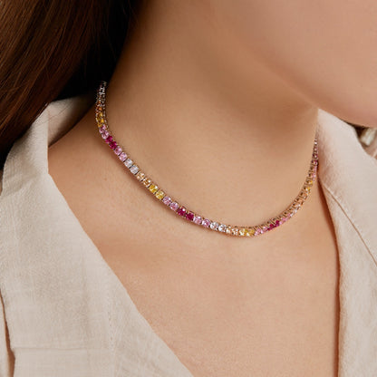 [Am jewelry]Delicate Colorful Tennis Necklace