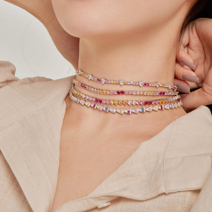 [Am jewelry]Delicate Colorful Tennis Necklace