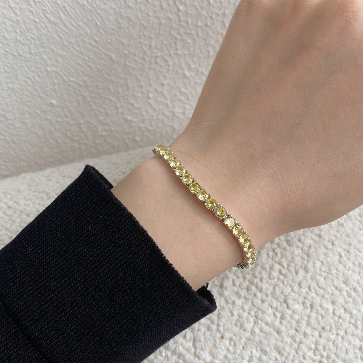 [Am jewelry]Ornate Dazzling Round Cut Tennis Bracelet