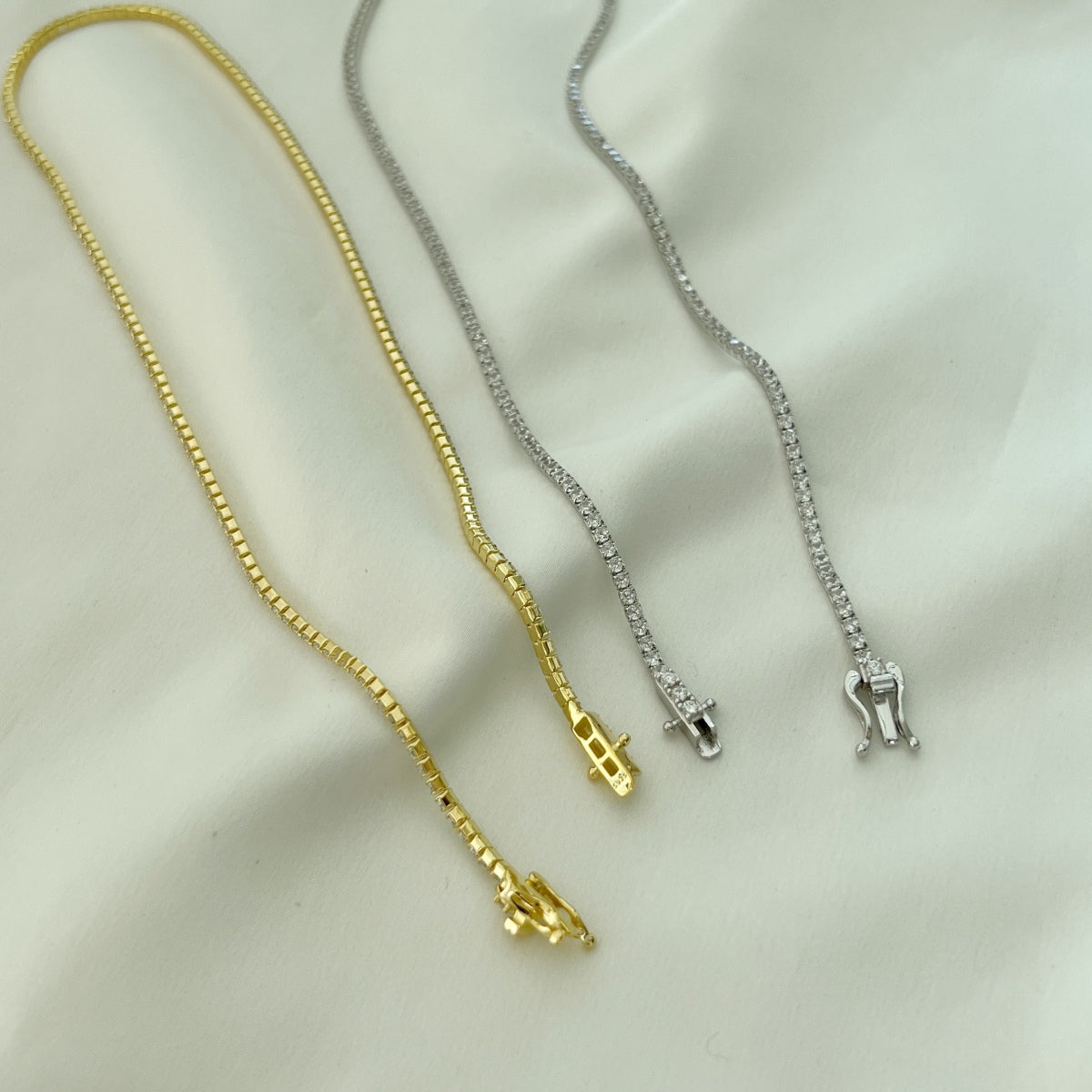 [Am jewelry]Delicate Round Shape Tennis Necklace