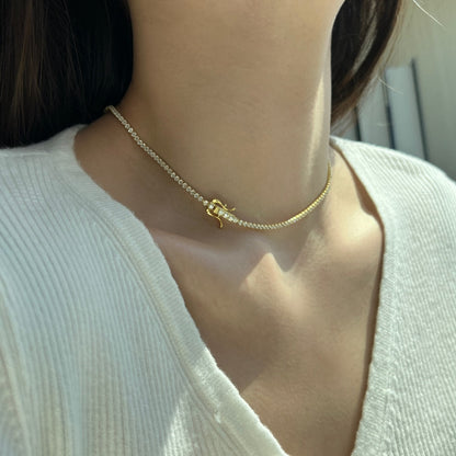 [Am jewelry]Delicate Round Shape Tennis Necklace