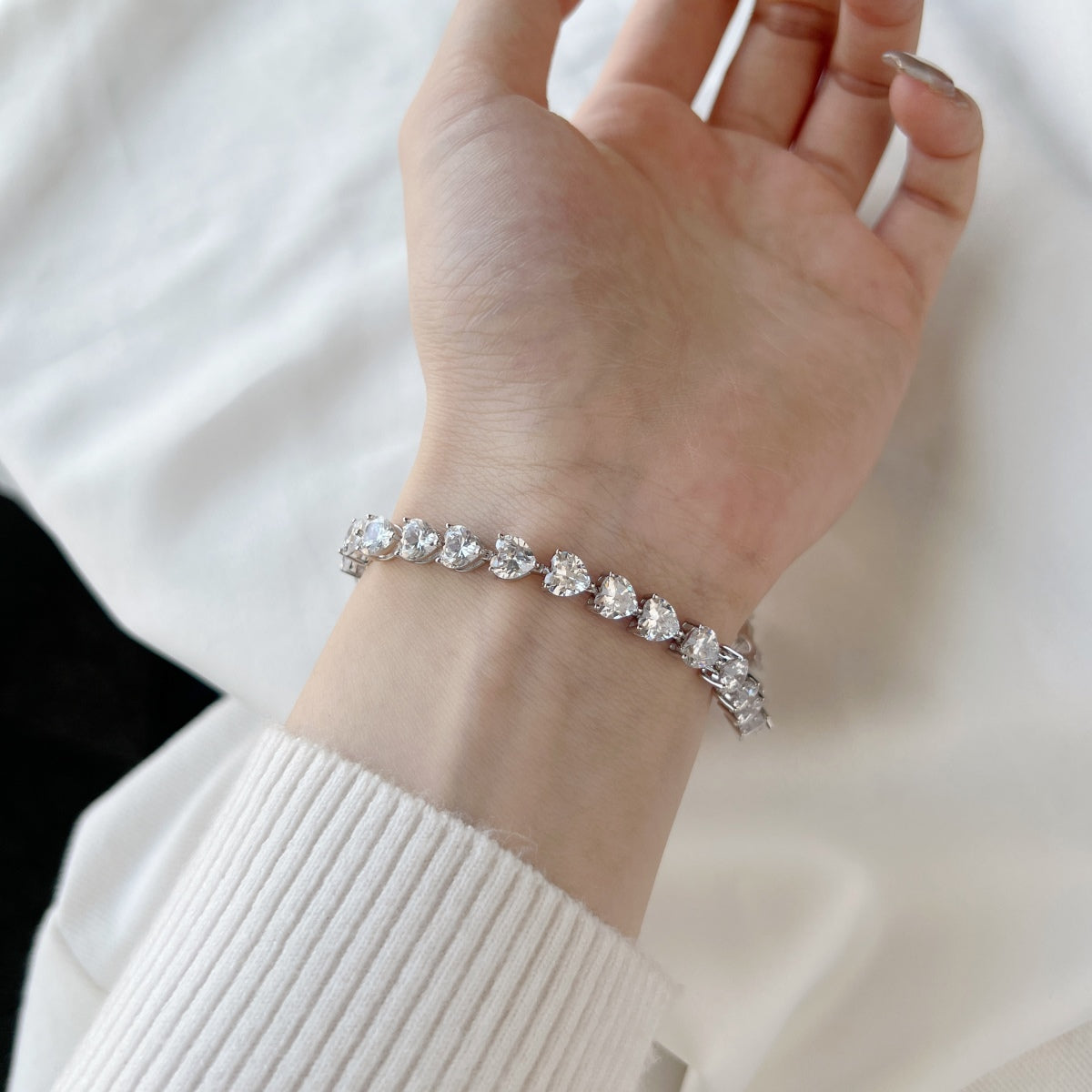 [Am jewelry]0.75 Carat Elegant Romantic Heart Shape Lover Bracelet