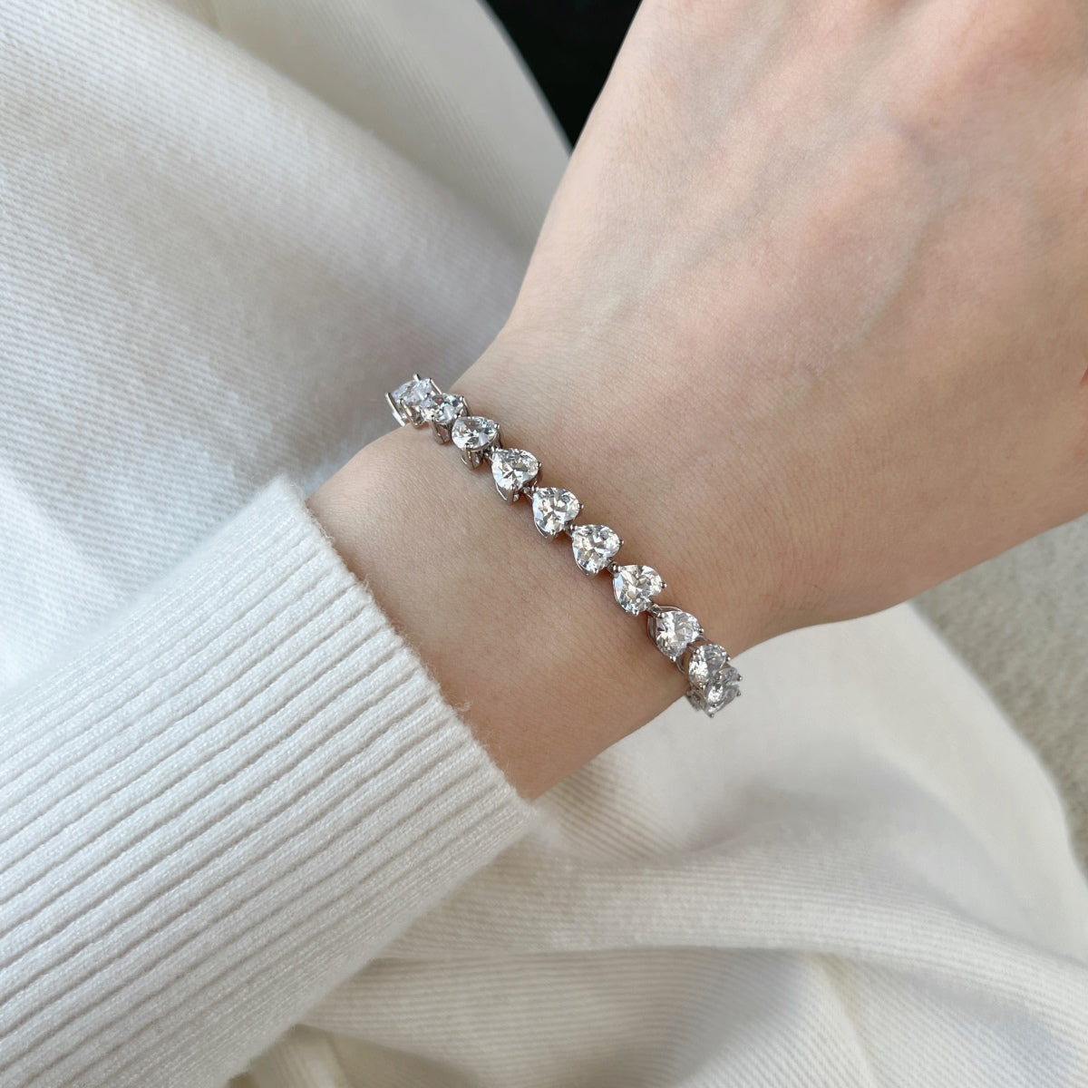 [Am jewelry]0.75 Carat Elegant Romantic Heart Shape Lover Bracelet