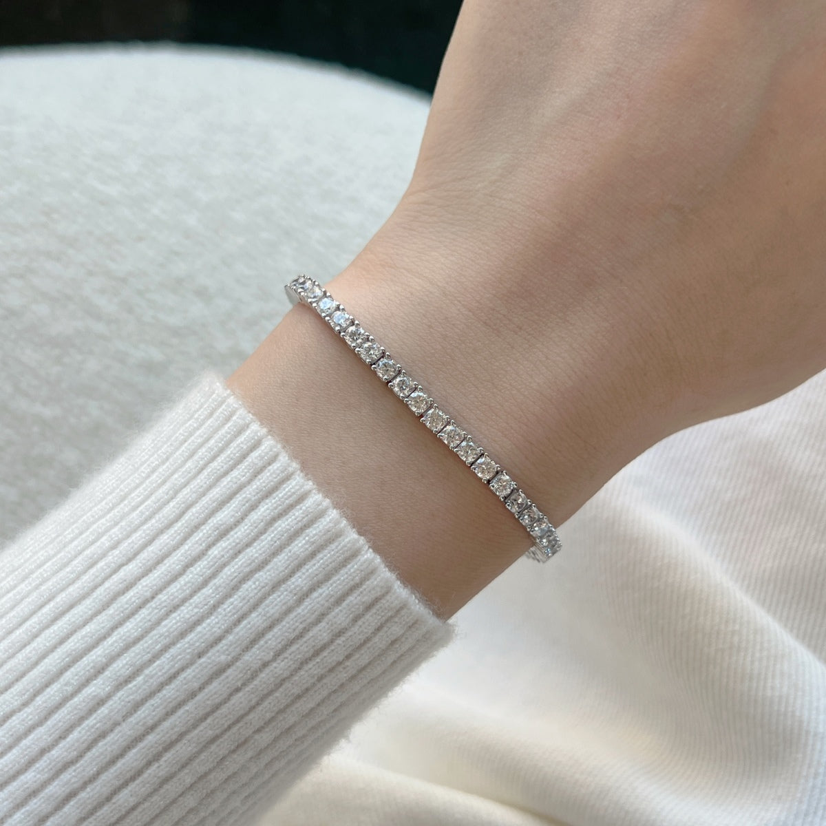 [Am jewelry]Dainty Charming Round Cut Tennis Bracelet