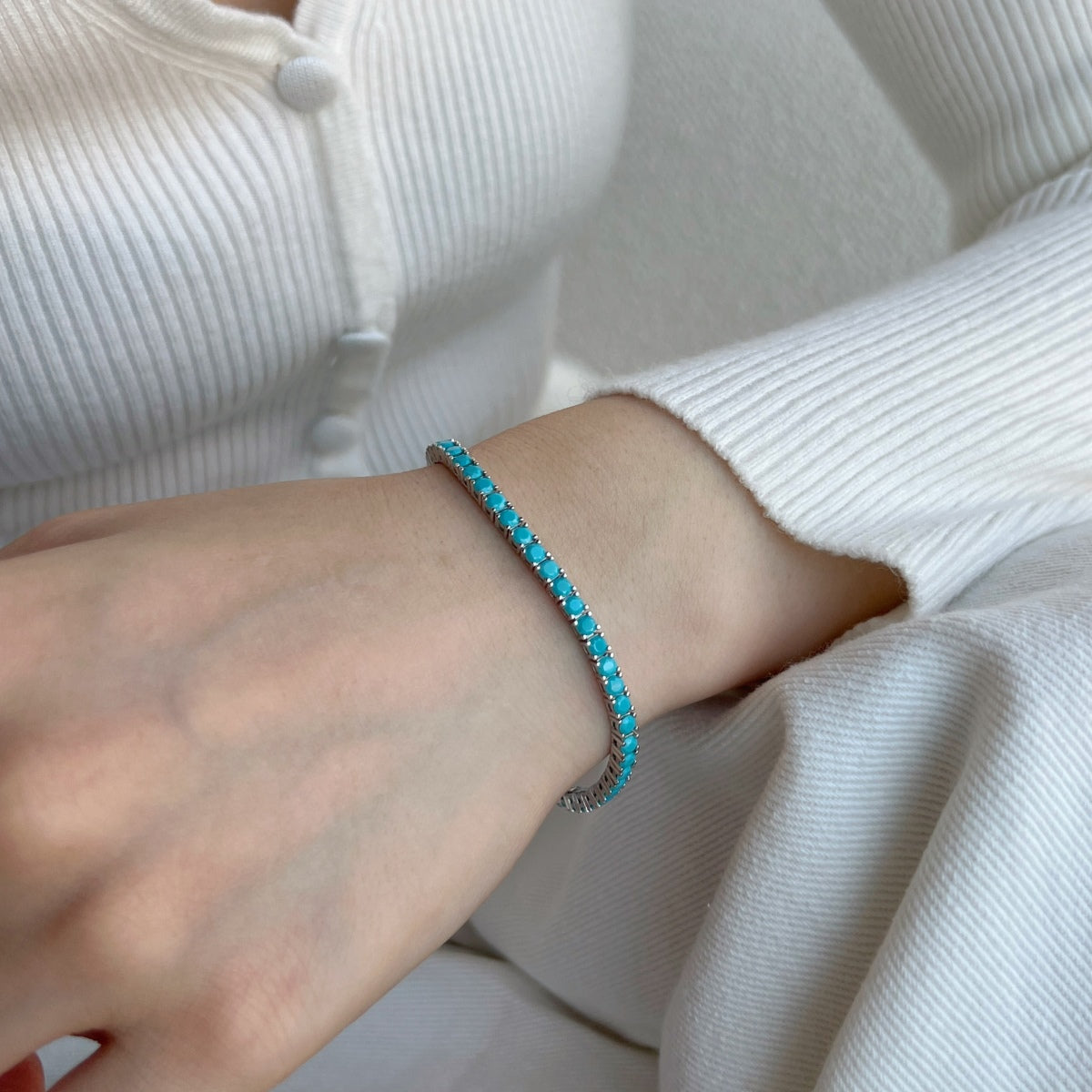 [Am jewelry]Dainty Charming Round Cut Tennis Bracelet