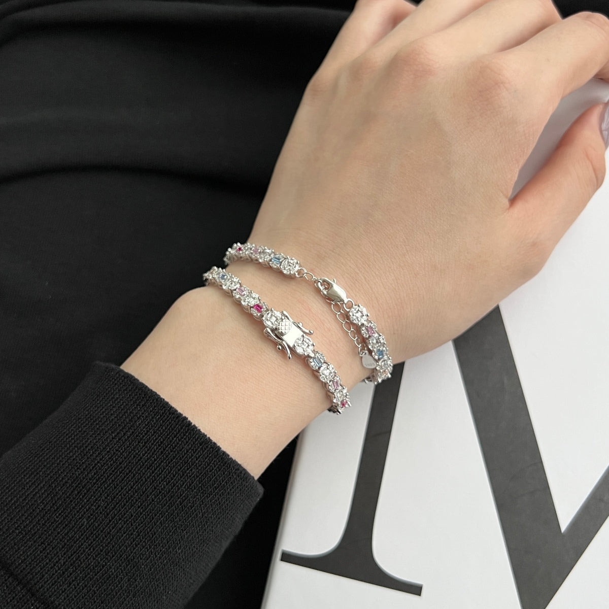 [Am jewelry]Dazzling Radiant Multi Cut Daily Bracelet
