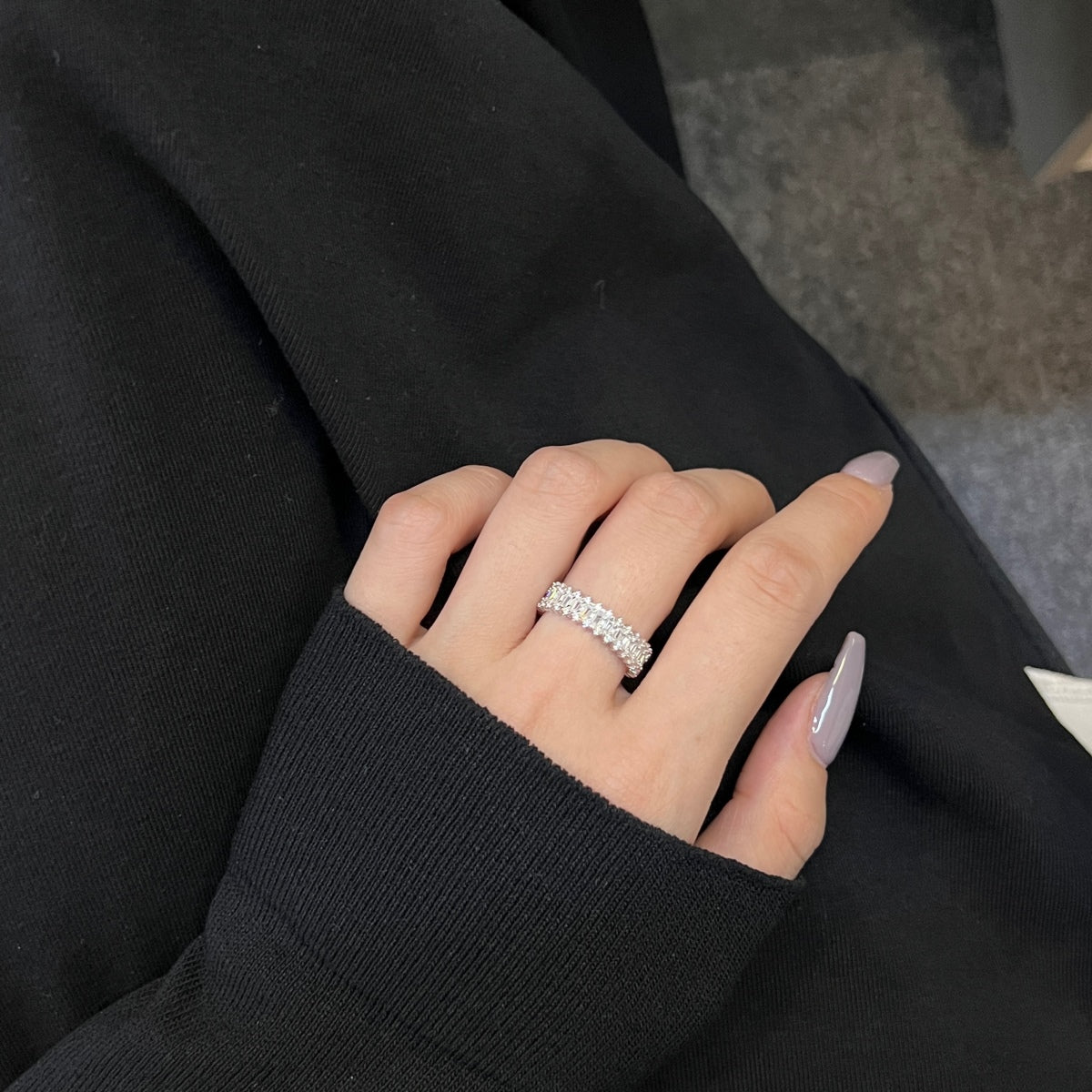 [Am jewelry]Splashy Ornate Emerald Cut Cocktail Ring