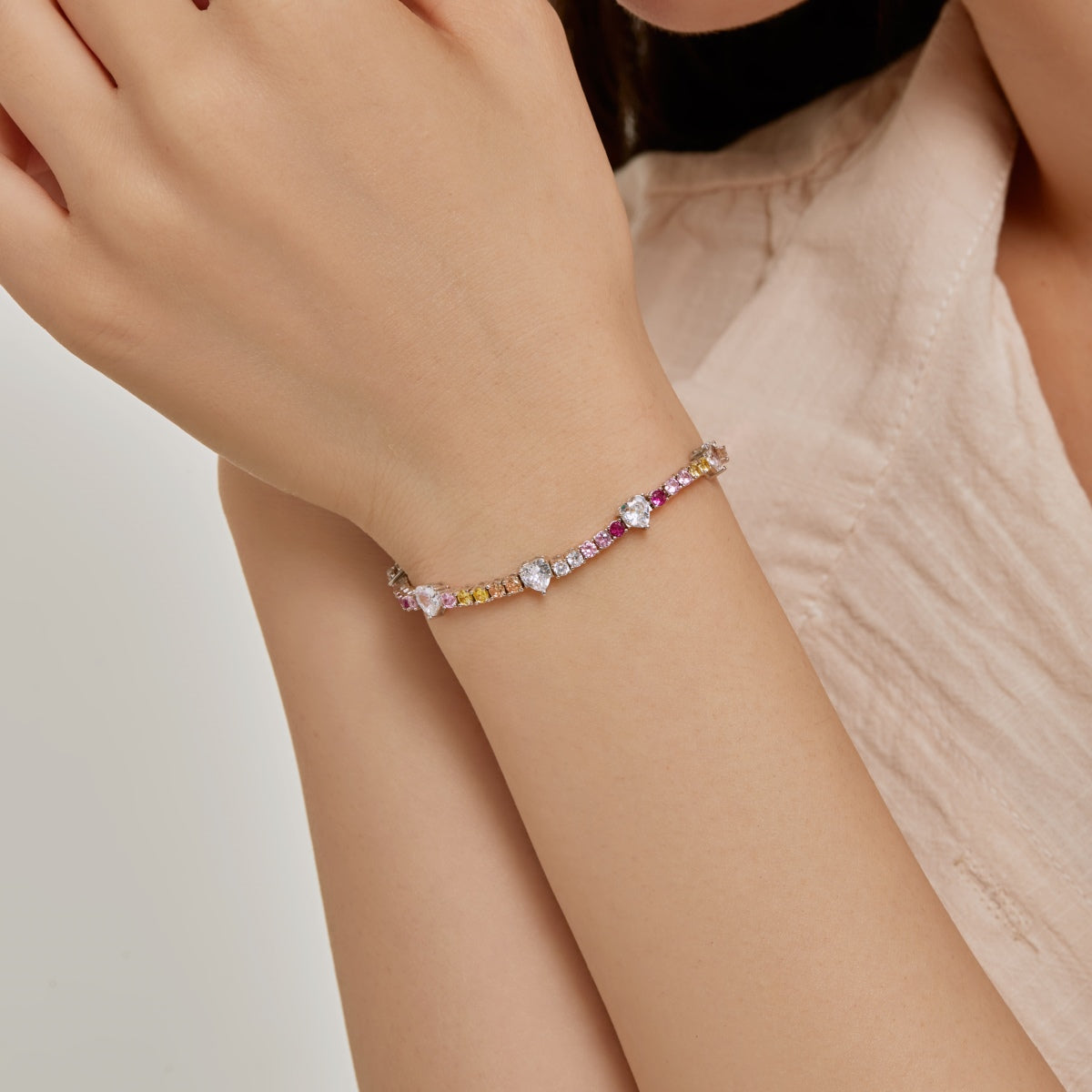 [Am jewelry]Romantic Heart Shape Round Cut Lover Bracelet