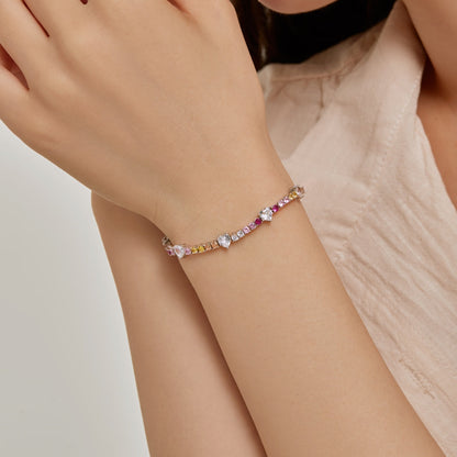 [Am jewelry]Romantic Heart Shape Round Cut Lover Bracelet