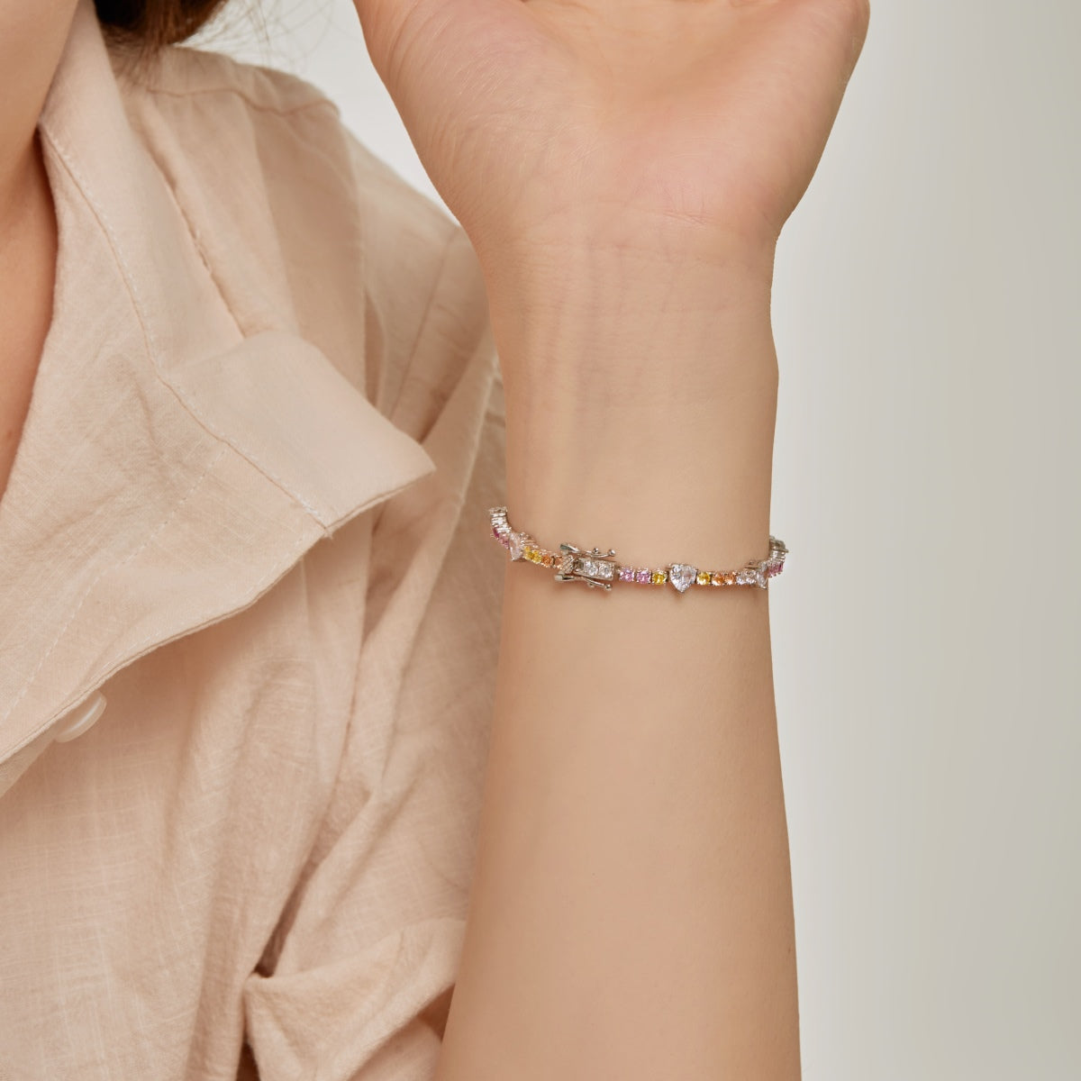 [Am jewelry]Romantic Heart Shape Round Cut Lover Bracelet