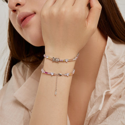 [Am jewelry]Romantic Heart Shape Round Cut Lover Bracelet