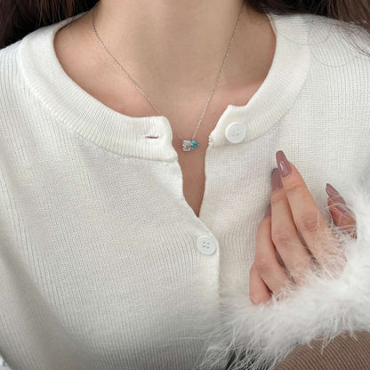 [Am jewelry]Dazzling Square & Heart Shape Necklace