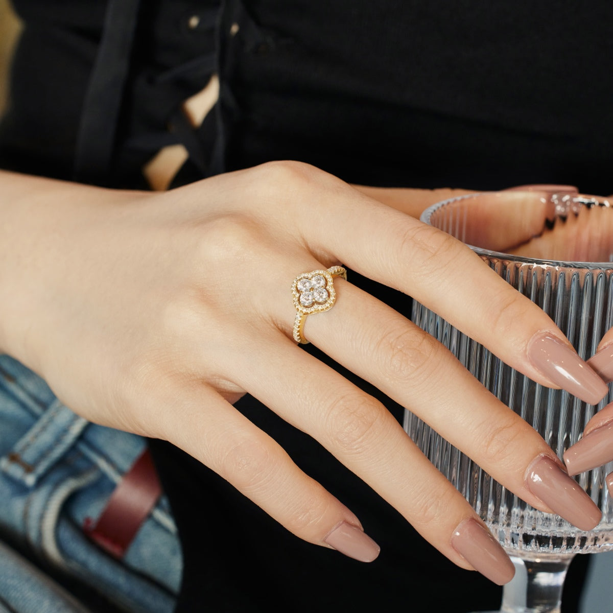 [Am jewelry]Four Leaf Clover Flower Design Ring