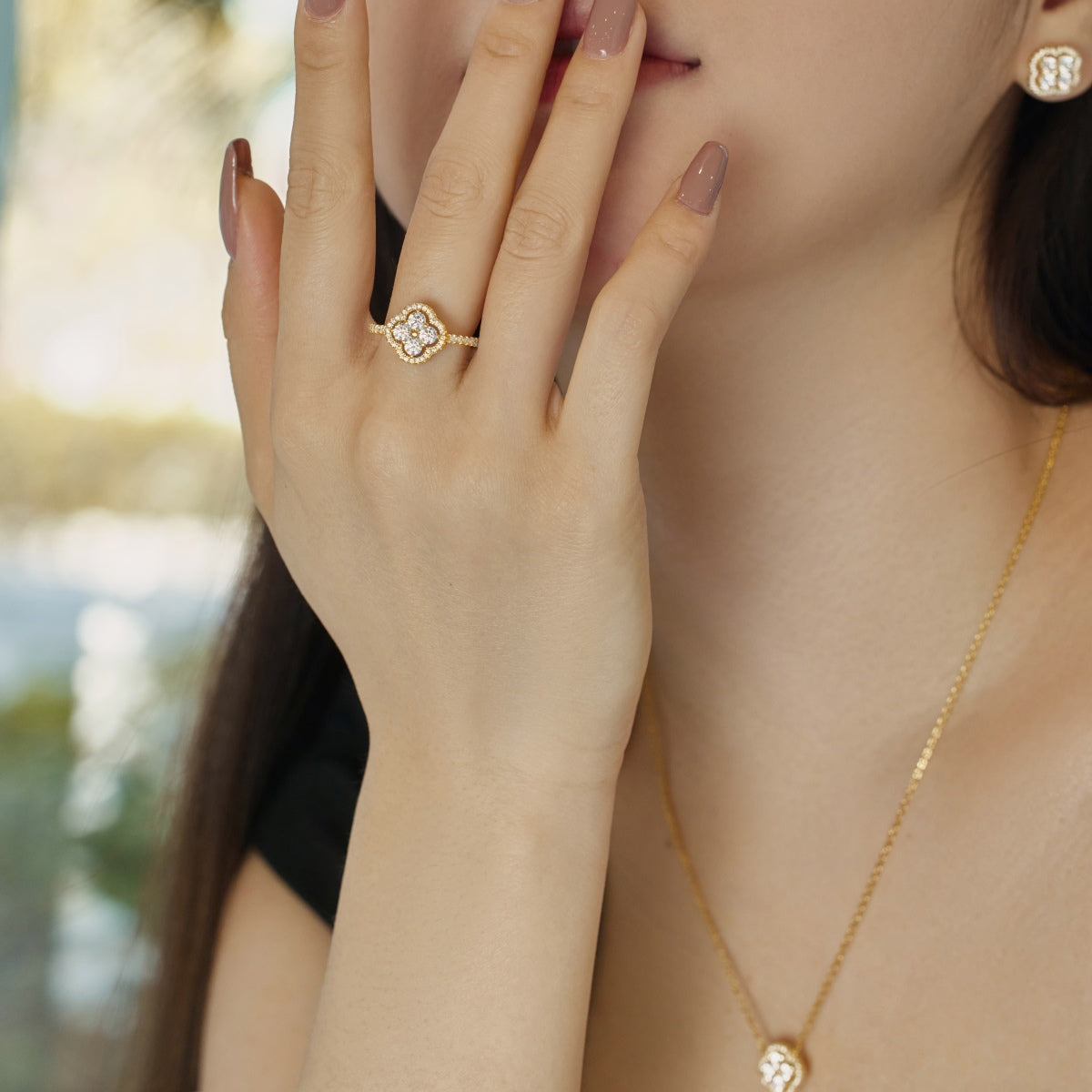 [Am jewelry]Four Leaf Clover Flower Design Ring