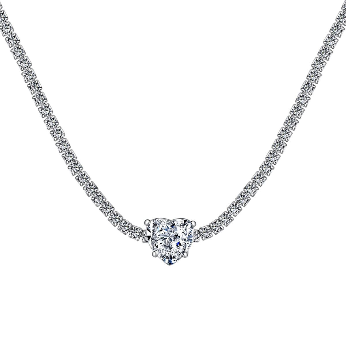[Am jewelry]2.0 Carat Sparkling Tennis Heart Cut Necklace