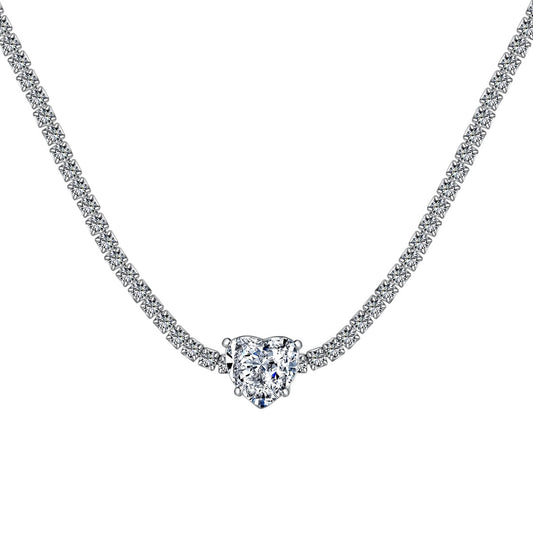 [Am jewelry]2.0 Carat Sparkling Tennis Heart Cut Necklace