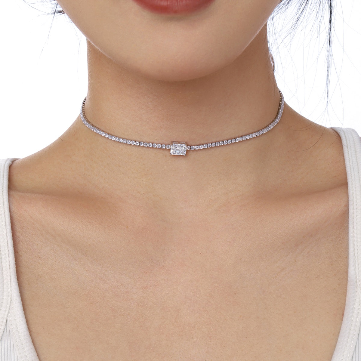 [Am jewelry]2.0 carat Ornate Emerald Cut Necklace