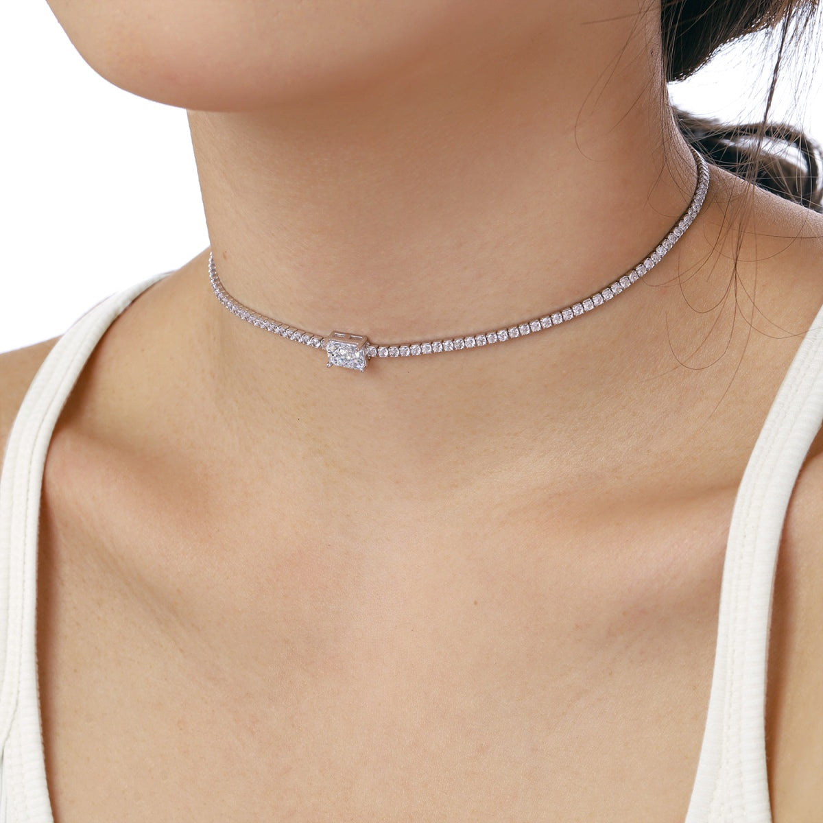 [Am jewelry]2.0 carat Ornate Emerald Cut Necklace