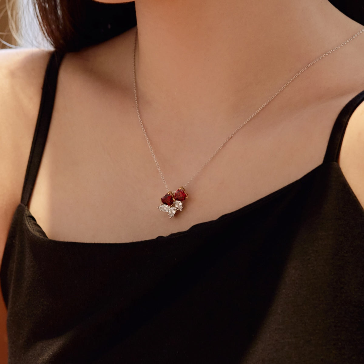 [Am jewelry]Dainty Red Heart Necklace
