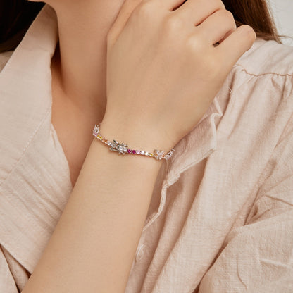 [Am jewelry]Ornate Colorful Butterfly Shape Round Cut Daily Bracelet