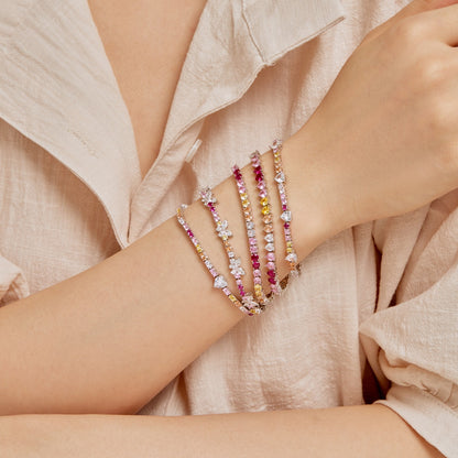 [Am jewelry]Ornate Colorful Butterfly Shape Round Cut Daily Bracelet