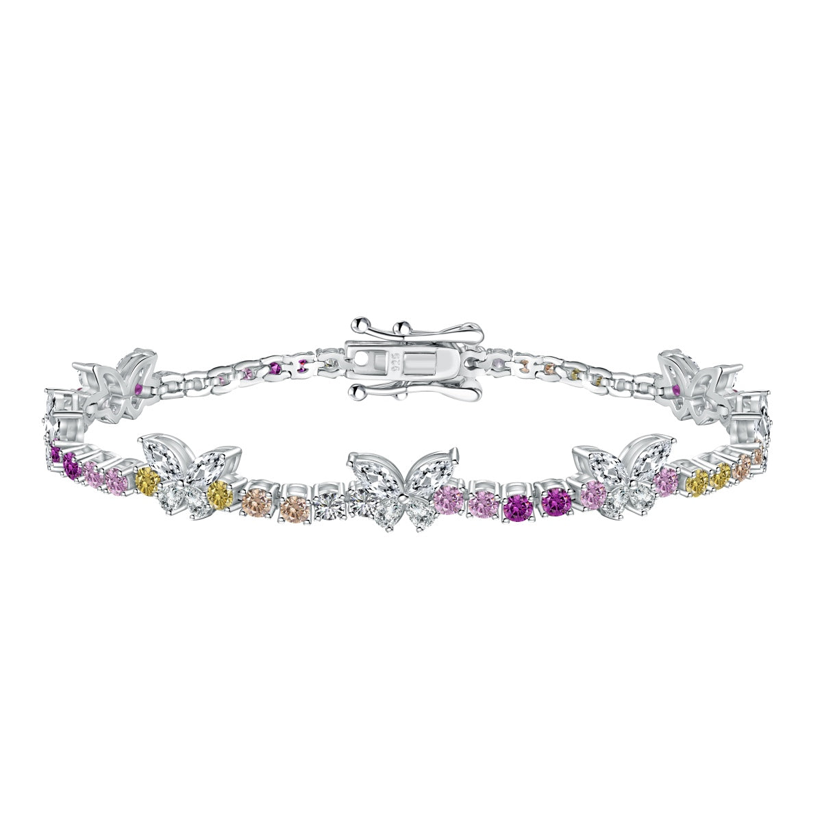 [Am jewelry]Ornate Colorful Butterfly Shape Round Cut Daily Bracelet