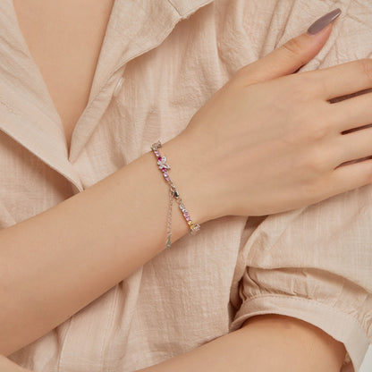 [Am jewelry]Ornate Colorful Butterfly Shape Round Cut Daily Bracelet