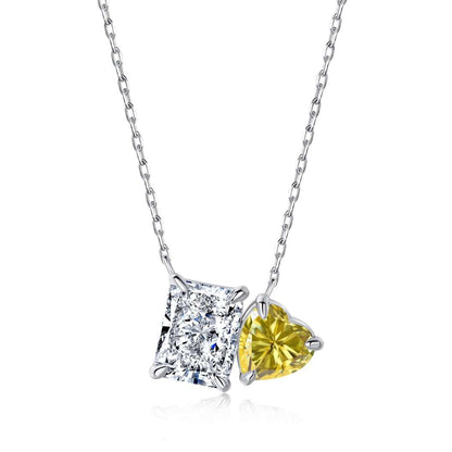 [Am jewelry]Dazzling Square & Heart Shape Necklace