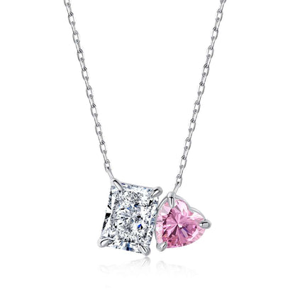 [Am jewelry]Dazzling Square & Heart Shape Necklace