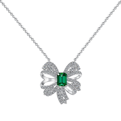 [Am jewelry]Luxurious Flower Shape Emerald Cut Necklace