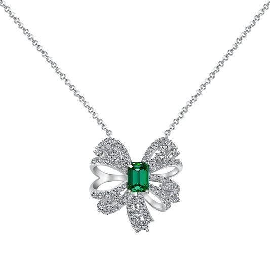 [Am jewelry]Luxurious Flower Shape Emerald Cut Necklace