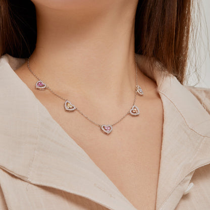 [Am jewelry]Sparkling Five Heart Necklace