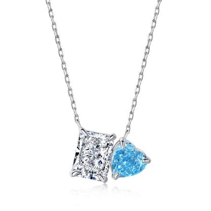 [Am jewelry]Dazzling Square & Heart Shape Necklace
