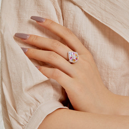 [Am jewelry]Elegant Colorful Water Drop Shape Banquet Ring