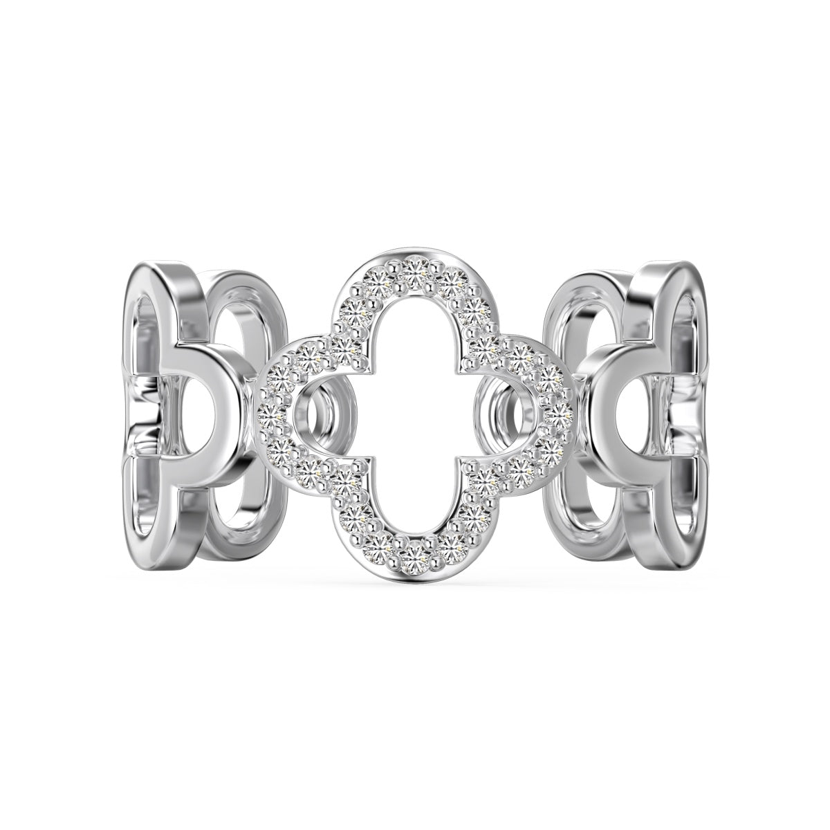 [Am jewelry]Hollow Design Four-Leaf Clover Flower Shape Ring
