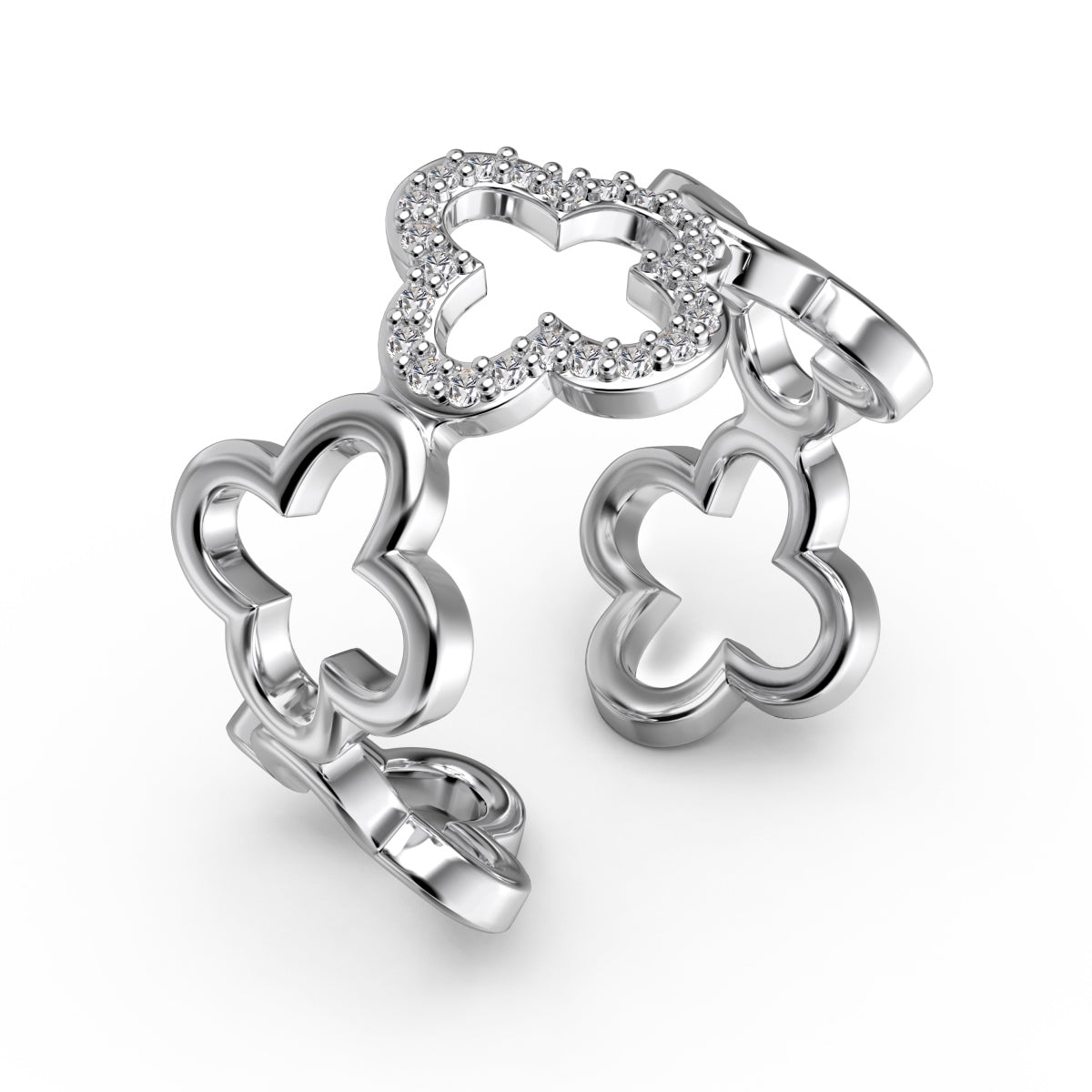[Am jewelry]Hollow Design Four-Leaf Clover Flower Shape Ring