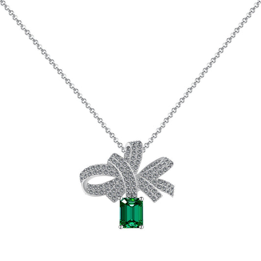 [Am jewelry]Luxurious Flower Shape Emerald Cut Necklace