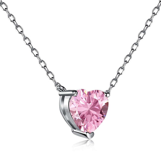 [Am jewelry]Heart Shape Main Stone Pendant Collarbone Necklace