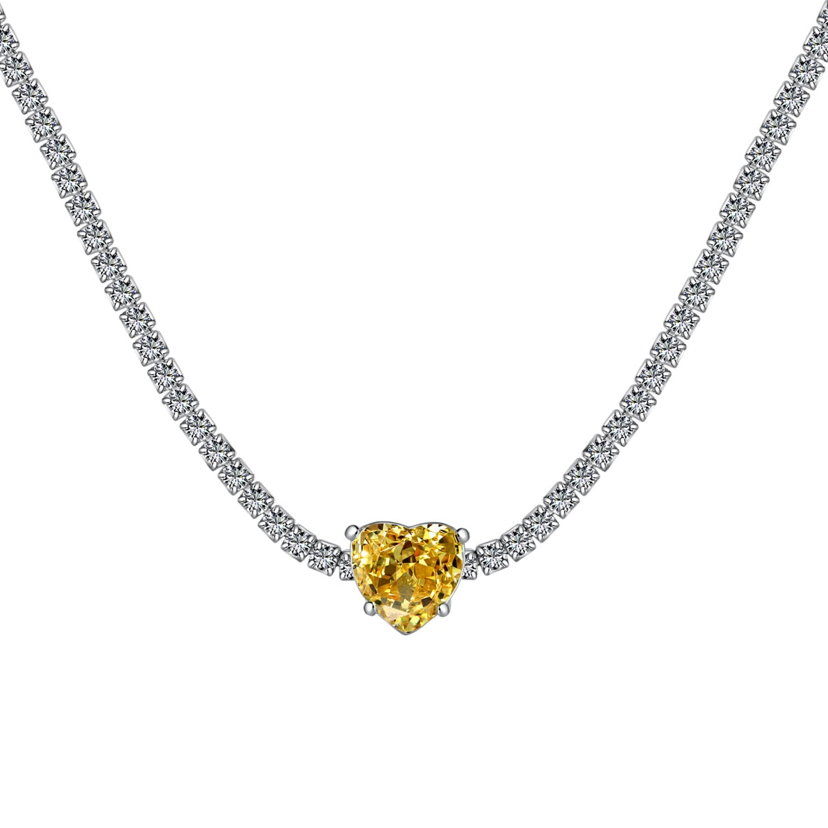 [Am jewelry]2.0 Carat Sparkling Tennis Heart Cut Necklace