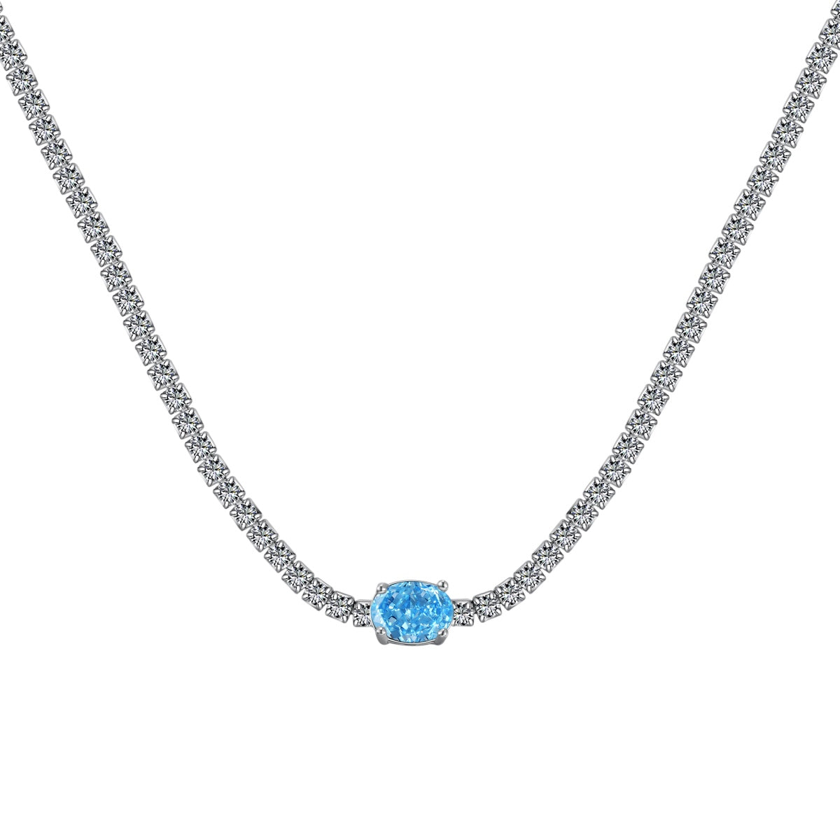 [Am jewelry]1.0 Carat Shining Oval Cut Necklace