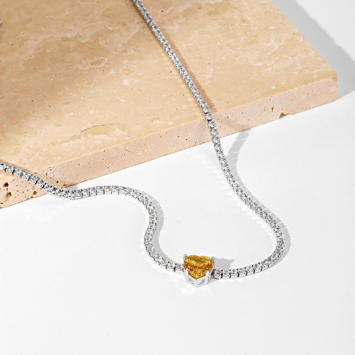 [Am jewelry]2.0 Carat Sparkling Tennis Heart Cut Necklace