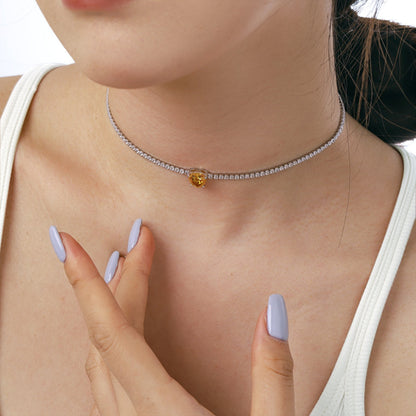 [Am jewelry]2.0 Carat Sparkling Tennis Heart Cut Necklace