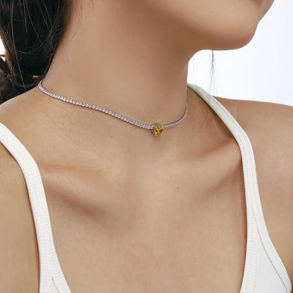 [Am jewelry]2.0 Carat Sparkling Tennis Heart Cut Necklace