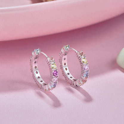 [Am jewelry]Radiant Colorful Round Cut Earrings