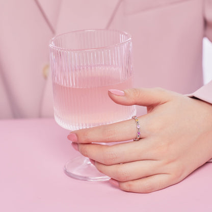 [Am jewelry]Sparkling Colorful Round Cut Tennis Ring