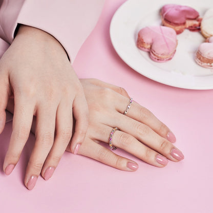 [Am jewelry]Sparkling Colorful Round Cut Tennis Ring
